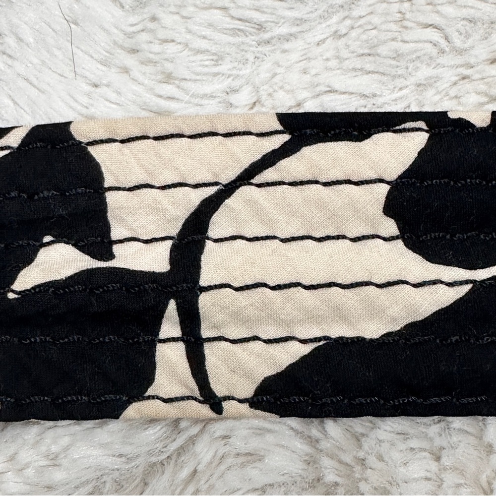 J.Crew Black and Cream Patterned Cotton  Belt, Metal Buckle, sz S/M EUC - Picture 5 of 8